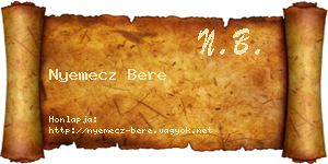 Nyemecz Bere névjegykártya